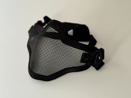 Masque demi-visage avec maille métallique airsoft noir